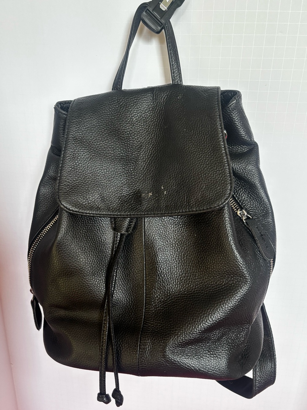 Classic BlackFaux  Leather Backpack - Men